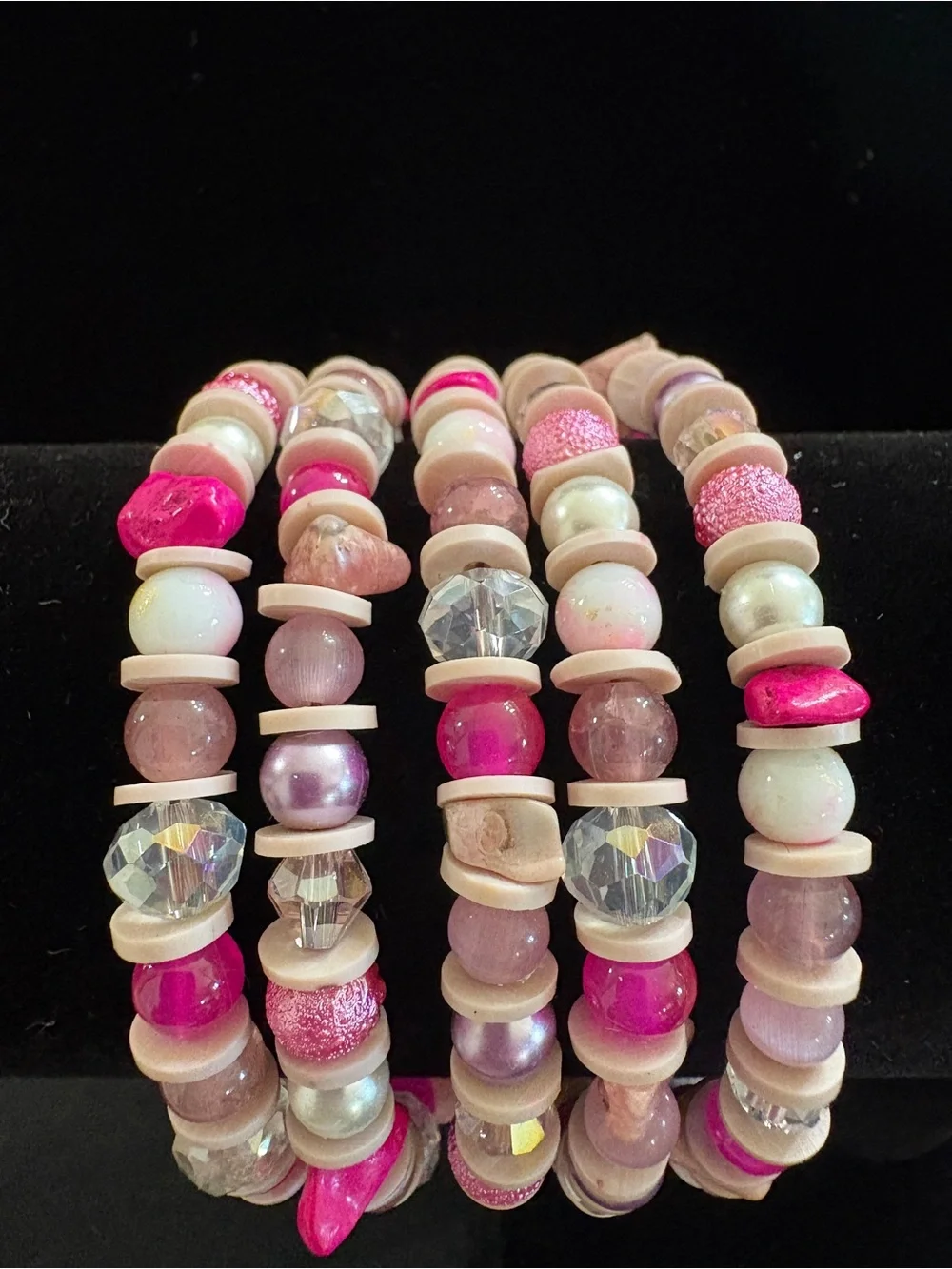 Pink Bead Necklace and Bracelet Set